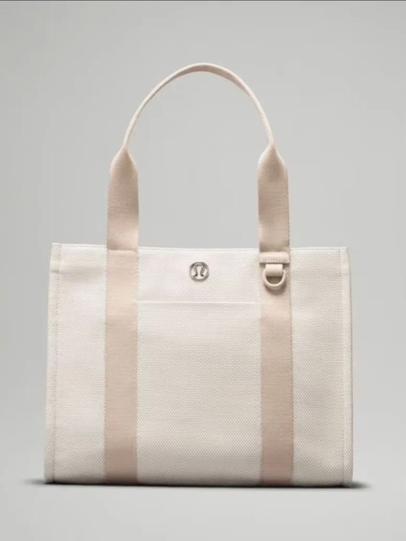 BOLSO TWO TONES CANVAS TOTE BEIGE