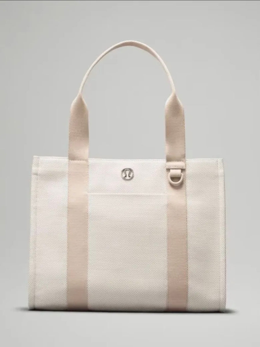 BOLSO TWO TONES CANVAS TOTE BEIGE